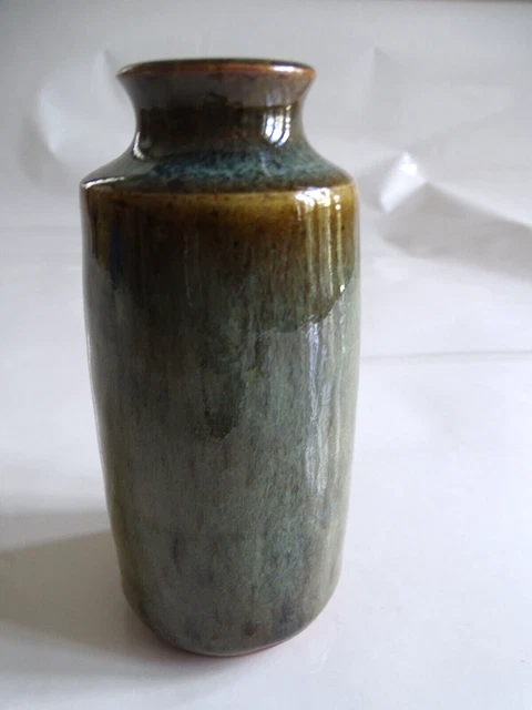 petit vase céramique - grés émaillé   ancien , signature à identifier 13 cm