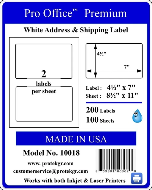1000 WING OFFICE Premium Blank Shipping Labels Self Adhesive Half Sheet