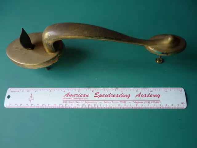 Antique  Brass Door Handle Pull w Thumb Latch Vintage 12"