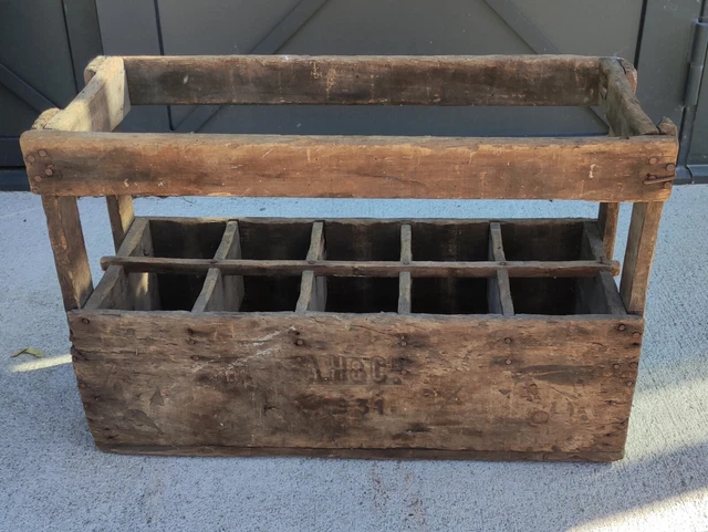 ANCIEN CASIER BOIS Caisse à Bouteilles porte bouteilles bois vintage