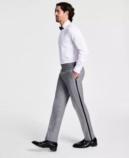 Alfani Men's Slim-Fit Stretch Black Tuxedo Pants Light Grey 33 x 32
