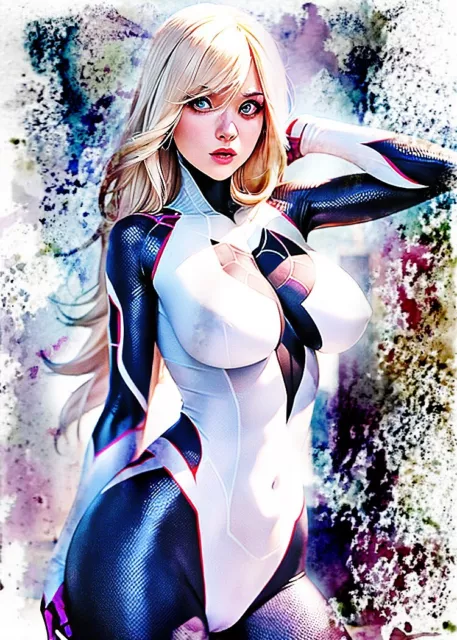 Spider Gwen Superstar Model /Diva   1/5 ACEO Art Print Card By.Marci