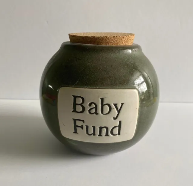 Baby Fund Ceramic Jar w/ cork lid piggy bank pottery