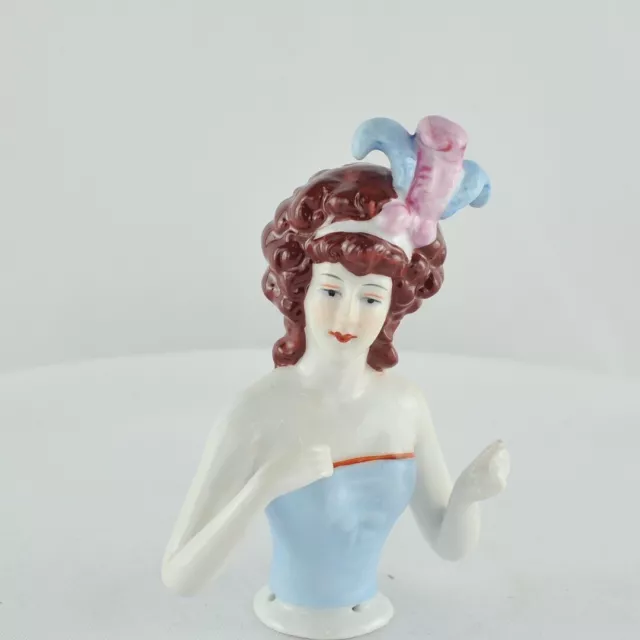 Porcelain French Style Art Deco Style Arms Away Pincushion Half Doll Marchioness