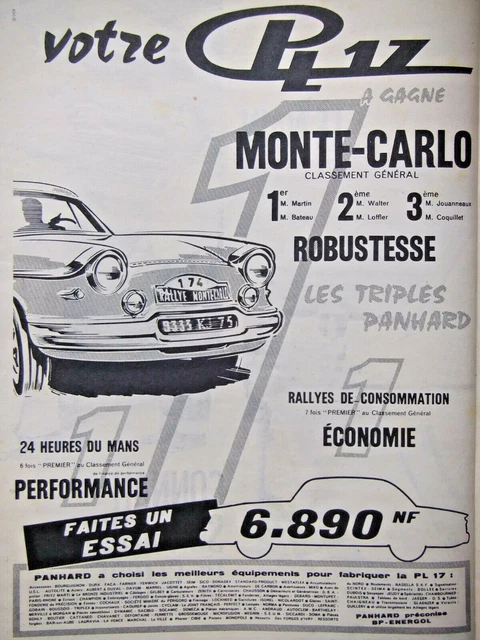 1961 Press Advertisement Your Panhard Pl 17 Wins 24 Hours Du Mans Monte Carlo