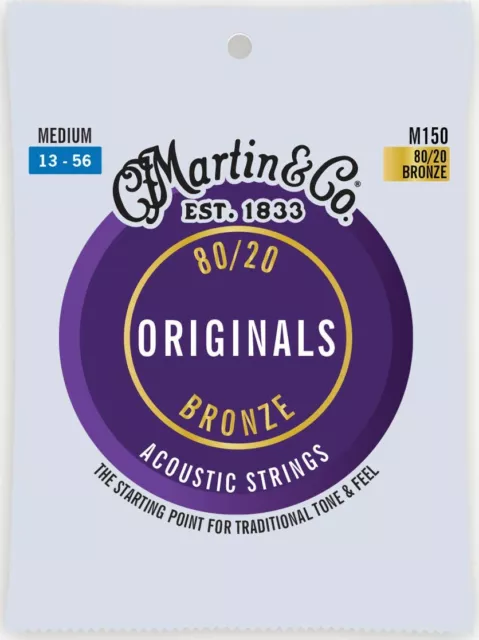 Acoustic Guitar Strings Triple Pack, Martin & Co, M150 Bronze Medium, 13/56 2