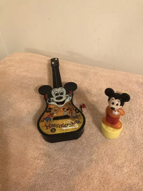 Vintage Walt Disney Mickey Mouse Bubble Pipe & Guitar
