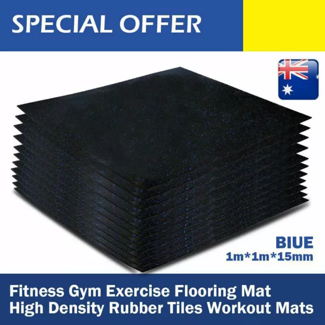 Rubber Gym Tile Flooring Mats High Density Black Blue Fleck Floor Mat 1m*1m*15mm