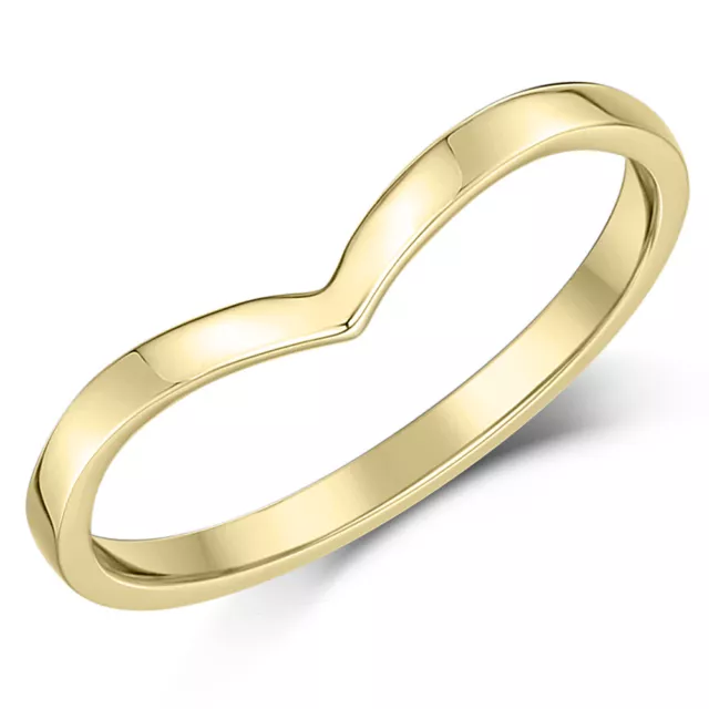 9 Karat Gelbgold Wunschknochenring Hochzeit/Verlobungsband Damen 1,5 mm Band Größe G-T