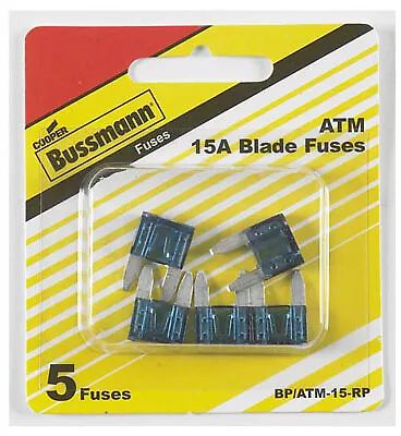 5 Pack - Auto Blade Fuse, 15-Amp, Blue, 5-Pk. -BP/ATM-15-RP