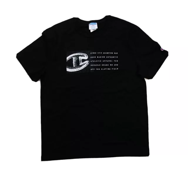 champion mens 100% authentic size large short sleeve t-shirt solid logo black