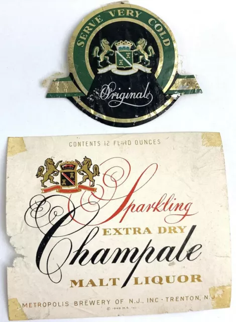 Sparkling Champlae Extra Malt Liquor Beer Label Metropolis Trenton New Jersey