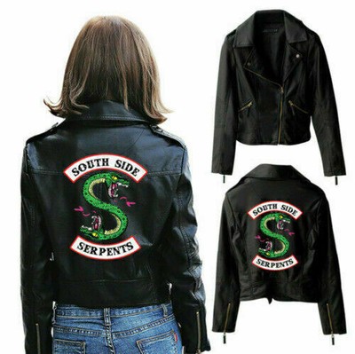 Amazon Donna Abbigliamento Cappotti e giubbotti Giacche Giacche bomber Giacche college Geburtstags-Geschenk-Idee für Damen Womens Casual-Jacke Riverdale South Side Serpents Damen Varsity Jacket Schwarz/Weiß Heather Grey L 