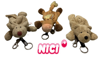 NICI NICI KEEPERS PORTACHIAVI CONTENITORE CON ZIP MOSCHETTONE PELUCHE PLUSH KEYCHAIN 