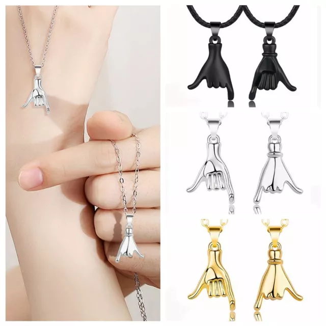 Clavicle Chain Holding Hands Pinky Promise Couple Necklace Lovers Pendant