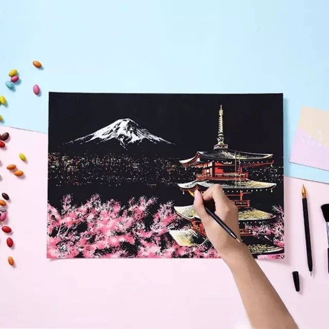 Pintura Arañazos Monte Fuji Tamaño Grande 40,5 x 28,5 cm