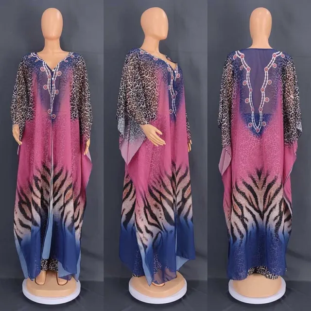 Set maxi pantaloni abito stampa leopardata africana dashiki set donna abaya abito caftano 8