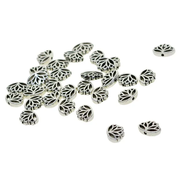30x Vintage Silver Hollow Out Lotus Flower Spacer Beads Charms Conclusions