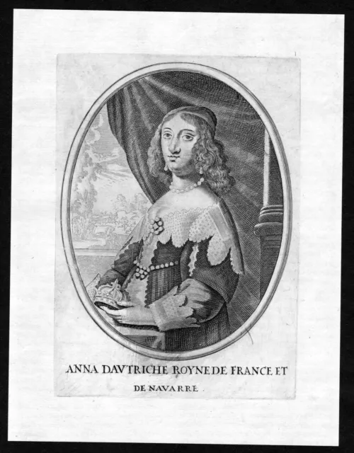 17. Jh. Anna von Österreich Anne Portrait Kupferstich antique print gravure