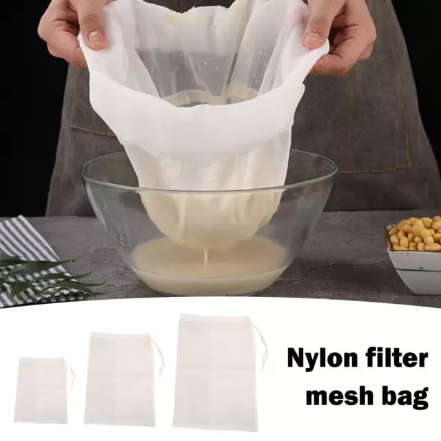 Nylon Food Straining Bag Fine Mesh Homebrew Filter Bags Juice Milk Strainer ~