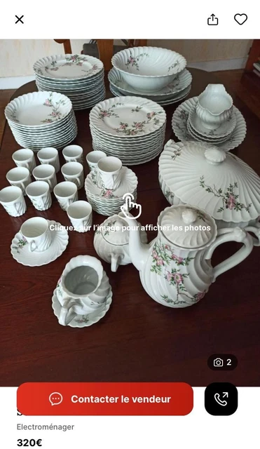 Magnifique service de table en porcelaine céladon, Haviland Limoges, 56 pièces. - Dans de beaux draps