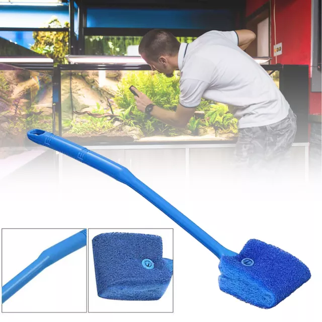 Fish Tank Long Handle Algae Cleaner Aquarium Glass Brush Sponge Wipe Clean Tool