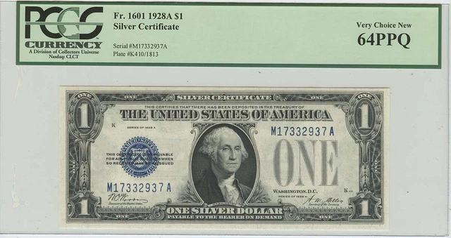 1928A $1 Silver Cert FR#1601 PCGS 64 Very CH New PPQ