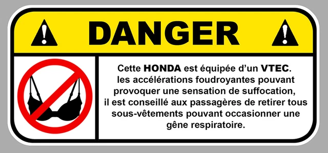 Turbo Danger JDM Humor Sticker – 12cm X 5.5cm, Made In France