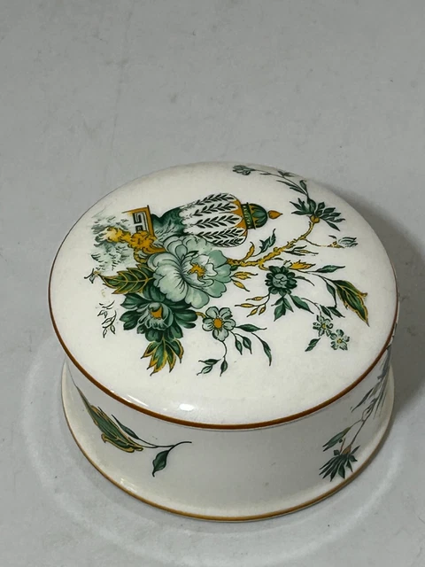Crown Staffordshire China Deckel Topf Schmuck Box Kowloon orientalisch grün Laden #LH