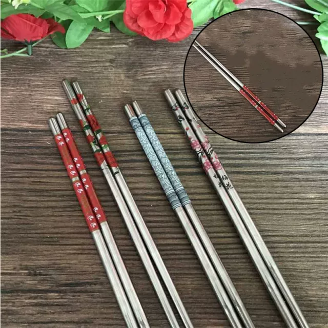 1 Pair 23 cm Stainless Steel Chopsticks Portable Chopsticks palillos chinos