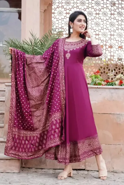 Indian Designer Anarkali Kurta Gown Dupatta Set Women's Bollywood Kurti Dress
