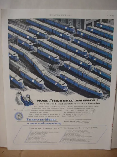 1949 Fairbanks-More Railroad Line Diesel Locomotives Vintage Print Ad 10134