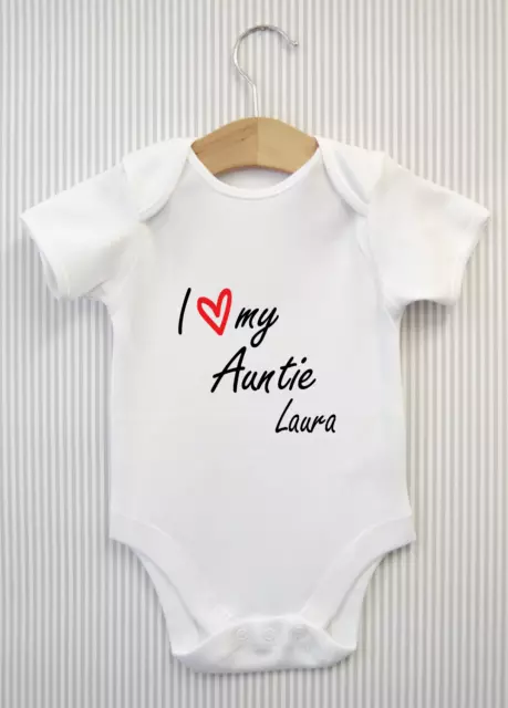 Personalised I love my Auntie Baby Grow Bodysuit Vest Funny Babygrow Shower Gift