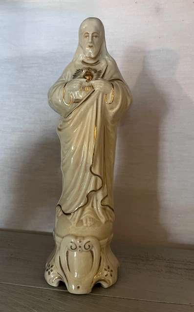 STATUE JÉSUS CHRIST sacré-cœur porcelaine ancien Hauteur 23 cm religieux