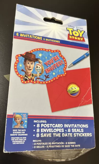 8 Disney Toy Story Birthday Party Invitations Envelopes Save the Date Stickers