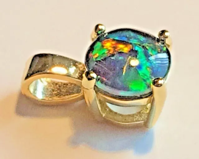 Opal Pendant Genuine Australian Opal Triplets 7mm Best Quality Solid Silver