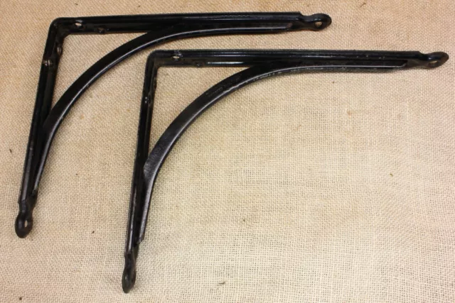 2 Old Shelf Brackets Counter Top Support Braces 8 X 10" Vintage Industrial Steel