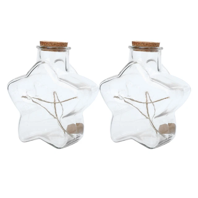 2 Pcs Message Bouteille Cinq Étoiles Souhaitant Contenants De Perles Souvenir