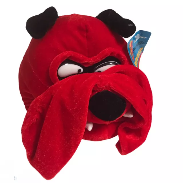 Bull Dog Plush Red Stuffed Animal Carnival Six Flags Prize Toy Mascot Winner Pup