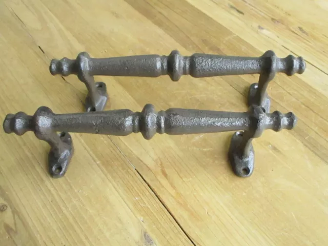 2 Large Handles Rustic Cast Iron Barn Door Handles Shed Gate Pulls Drawer Fancy