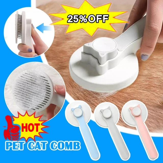 Pet Dog Cat Clean Grooming Self Cleaning Slicker Brush Massage HairRemover Comb