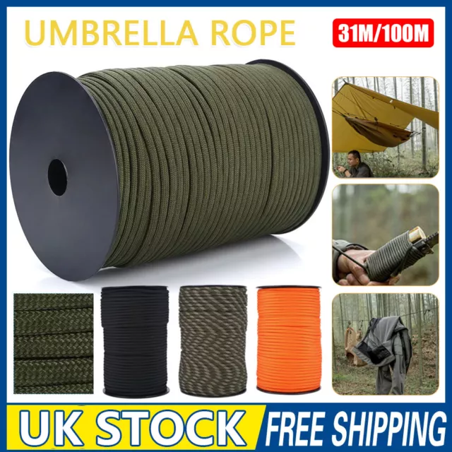 31/100M Paracord 4mm 9 Strand Core 550 Parachute Cord Camping Tent Rope Bracelet