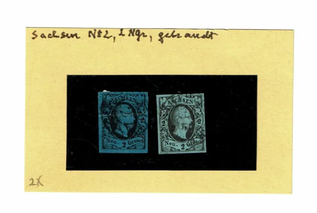 2 Briefmarken Altdeutschland Sachsen 2 Groschen