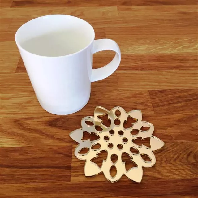 Snowflake Shaped Coaster Set - Gold Mirror