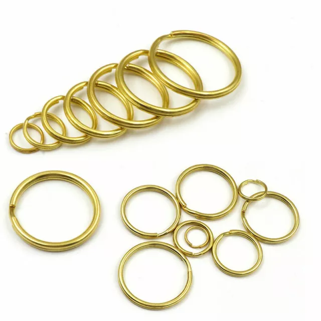Solid Brass Keyring Split Key Rings Hoop Loop Keychain 12 15 20 25 28 30 32 35mm
