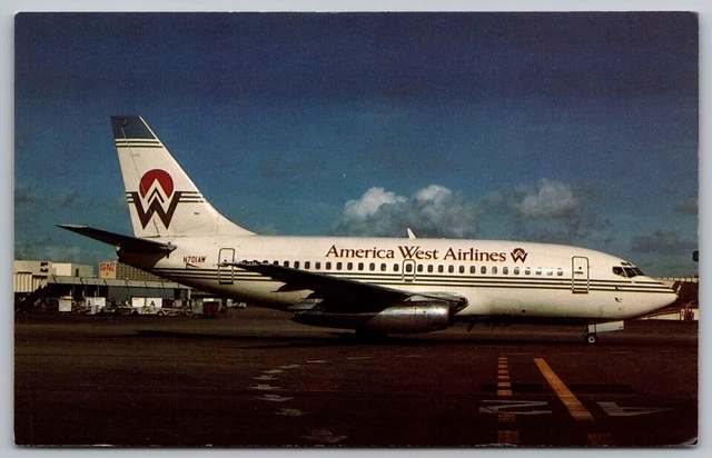 America West Airlines Boeing 737-130 Postcard UNP VTG AeroGem Unused Vintage