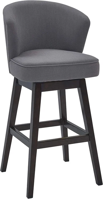 Armen Living Brandy 30" Bar Height Swivel Grey Espresso Wood Stool Grey/Espresso