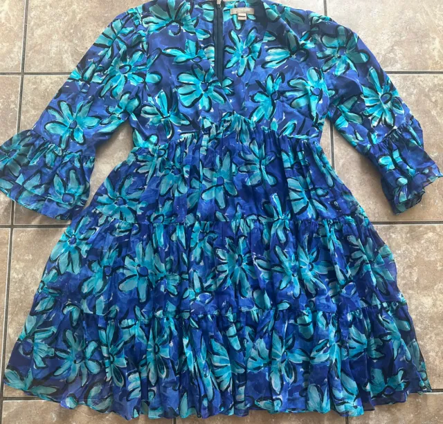 Michael Kors Collection 12 Silk Printed Babydoll Short Dress