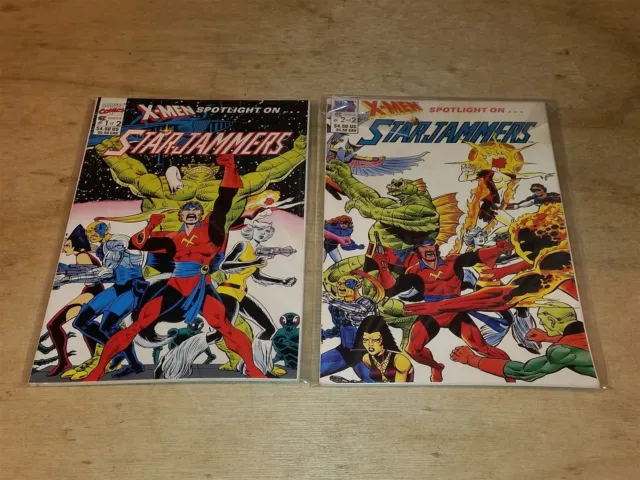 X-Men Spotlight On Starjammers #1-2 Excalibur X-Factor Marvel Comic 1990 Set (2)