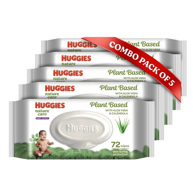 Huggies® Nature Care Baby Wipes - Plant Based with Aloe Vera & Calendula (72 x 5